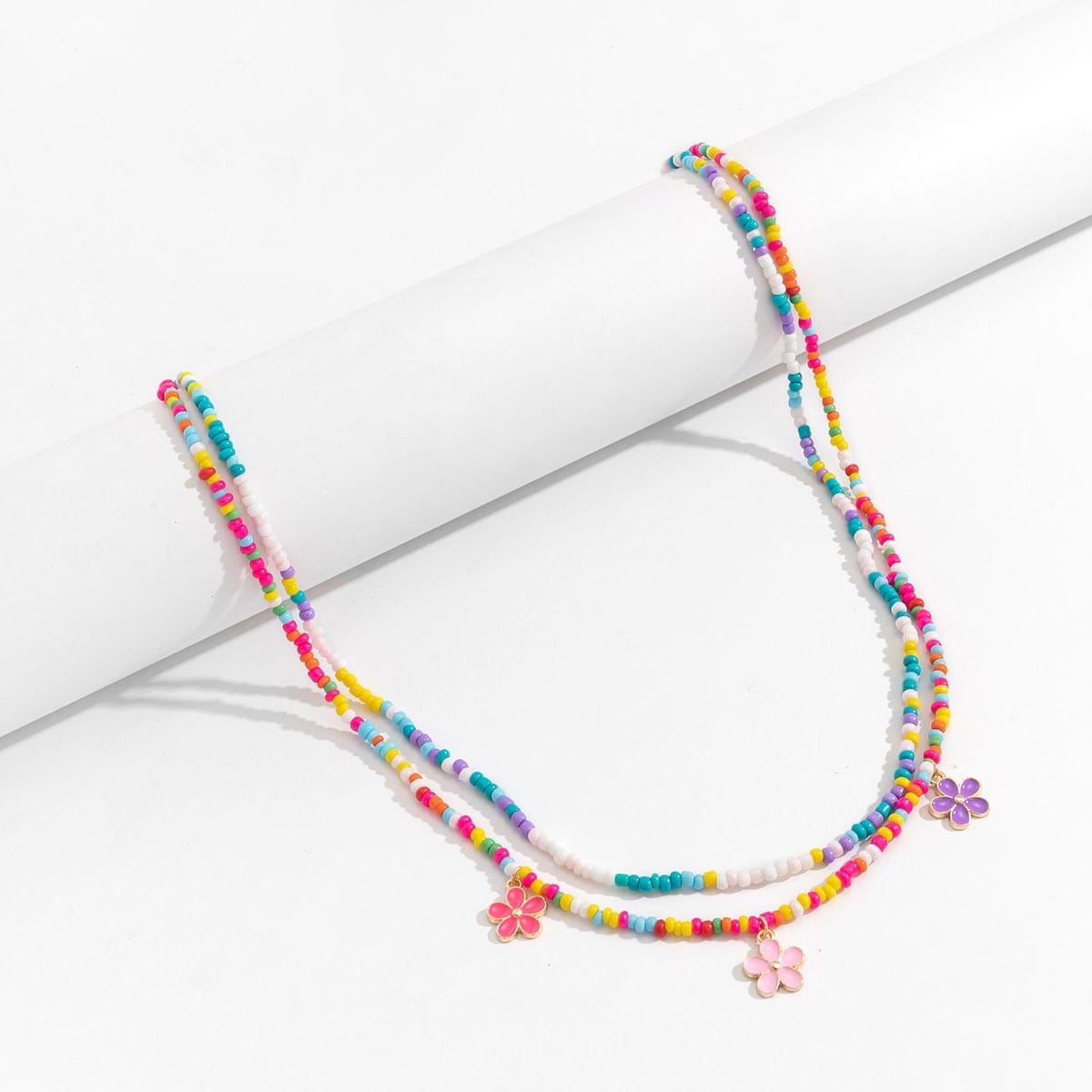 Chic Layered Colorful Enamel Flower Tassel Seed Beaded Waist Chain - ArtGalleryZen