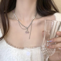 Thumbnail for Chic Layered Pearl Charm Pink Cherry Pendant Necklace - ArtGalleryZen