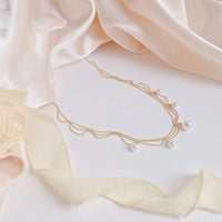 Thumbnail for Chic Layered Pearl Tassel Ball Chain Choker Necklace - ArtGalleryZen