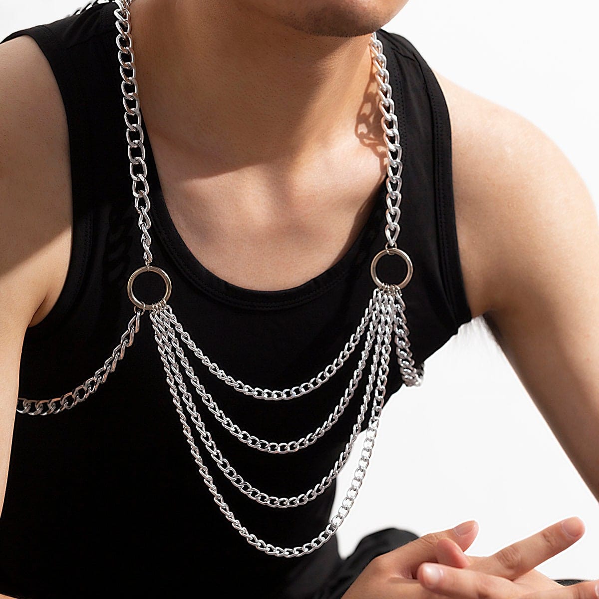 Chic Layered Silver Tone Body Chain Harness – ArtGalleryZen