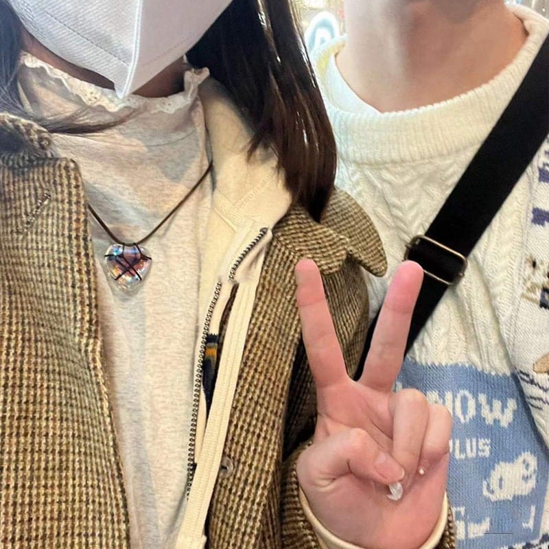 Chic Natural Crystal Heart Pendant Choker Necklace - ArtGalleryZen