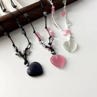 Thumbnail for Chic Opal Heart Pendant Matching Necklace - ArtGalleryZen