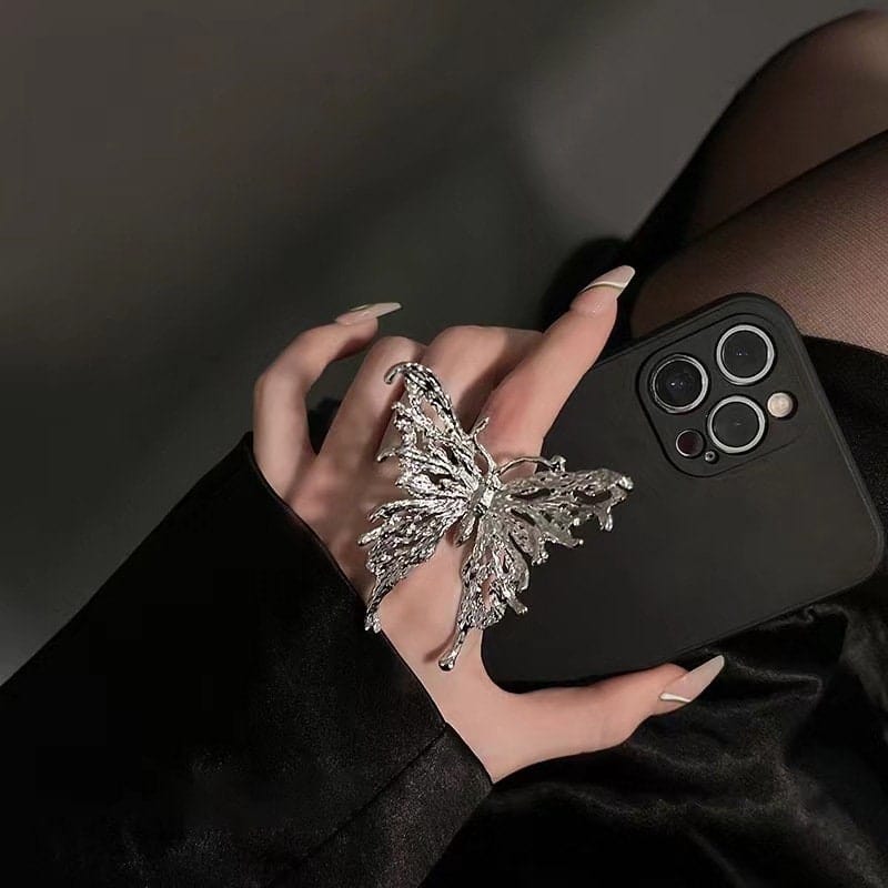 Chic Oversized Adjustable Butterfly Ring - ArtGalleryZen