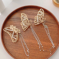 Thumbnail for Chic Pearl Chain Tassel Butterfly Chignon Claw Clip Hair Clip - ArtGalleryZen