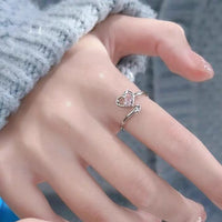 Thumbnail for Chic Pink Crystal Devil Heart Ring - ArtGalleryZen