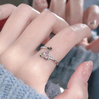 Thumbnail for Chic Pink Crystal Devil Heart Ring - ArtGalleryZen