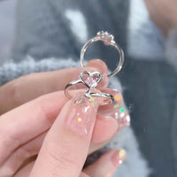 Thumbnail for Chic Pink Crystal Devil Heart Ring - ArtGalleryZen