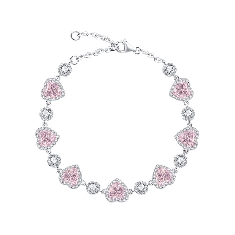 Chic Pink Crystal Heart Bracelet - ArtGalleryZen
