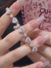 Thumbnail for Chic Pink Crystal Heart Bracelet - ArtGalleryZen