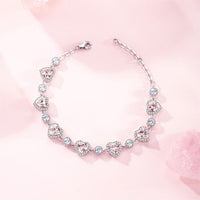 Thumbnail for Chic Pink Crystal Heart Bracelet - ArtGalleryZen