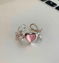 Thumbnail for Chic Pink Opal Heart Ring - ArtGalleryZen