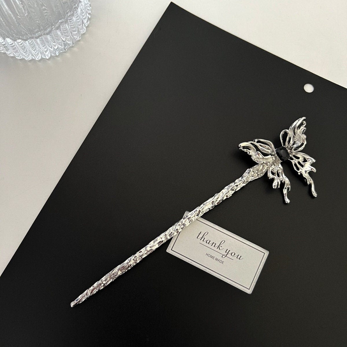 Chic Rhinestone Inlaid Abstract Butterfly Chignon Hair Fork Hair Pin - ArtGalleryZen