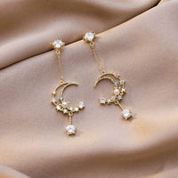 Thumbnail for Chic Rhinestone Inlaid Moon Phase Dangle Earrings - ArtGalleryZen