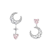 Thumbnail for Chic Rhinestone Inlaid Moon Phase Star Heart Dangle Earrings - ArtGalleryZen