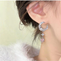 Thumbnail for Chic Rhinestone Inlaid Moon Phase Star Heart Dangle Earrings - ArtGalleryZen