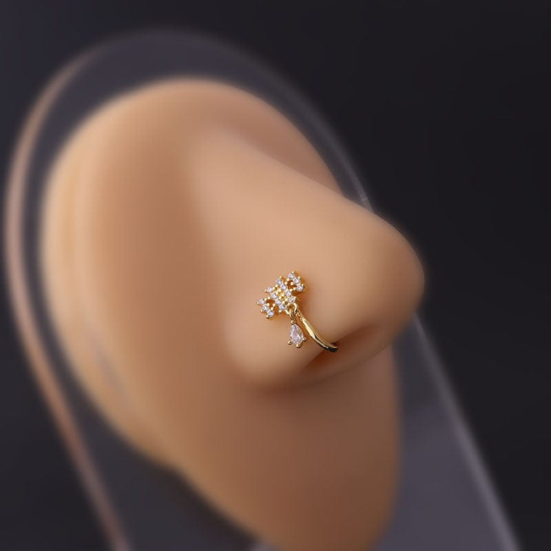 Chic Rhinestone Inlaid Non Piercing Nose Cuff Nose Ring - ArtGalleryZen