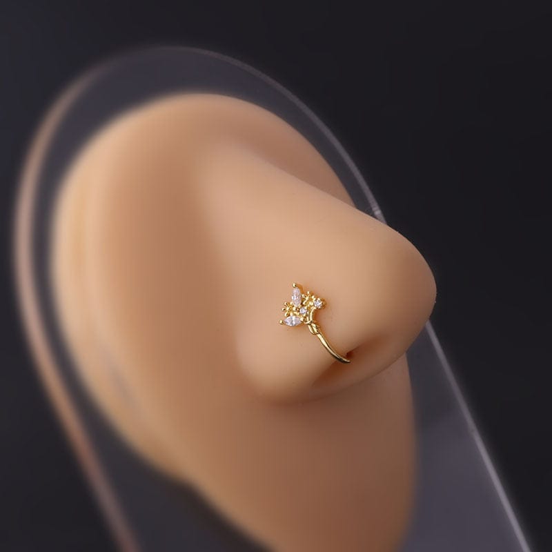 Chic Rhinestone Inlaid Non Piercing Nose Cuff Nose Ring - ArtGalleryZen