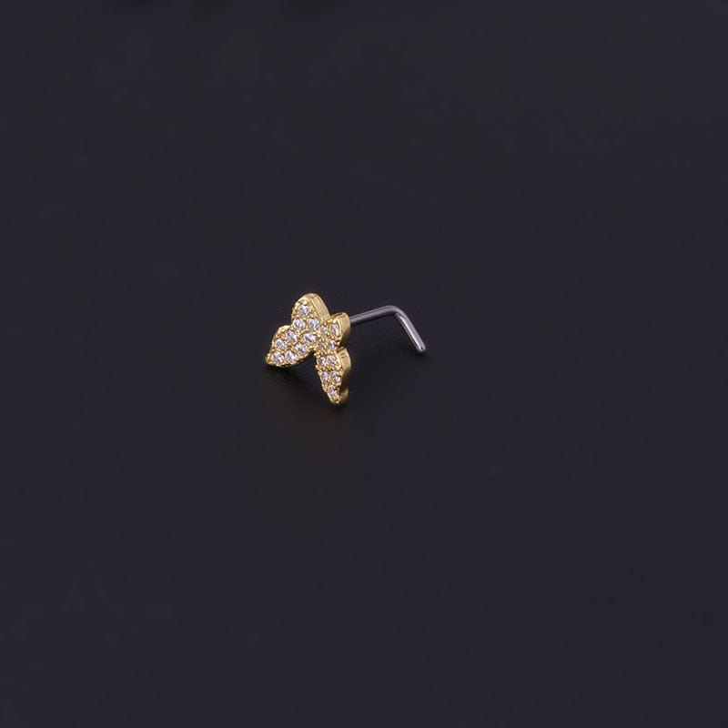 Chic Rhinestone Inlaid Surgical Steel Nose Piercing Nose Stud - ArtGalleryZen