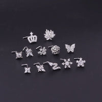 Thumbnail for Chic Rhinestone Inlaid Surgical Steel Nose Piercing Nose Stud - ArtGalleryZen