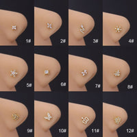 Thumbnail for Chic Rhinestone Inlaid Surgical Steel Nose Piercing Nose Stud - ArtGalleryZen