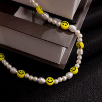 Thumbnail for Chic Smiley Pearl Chain Choker Necklace - ArtGalleryZen