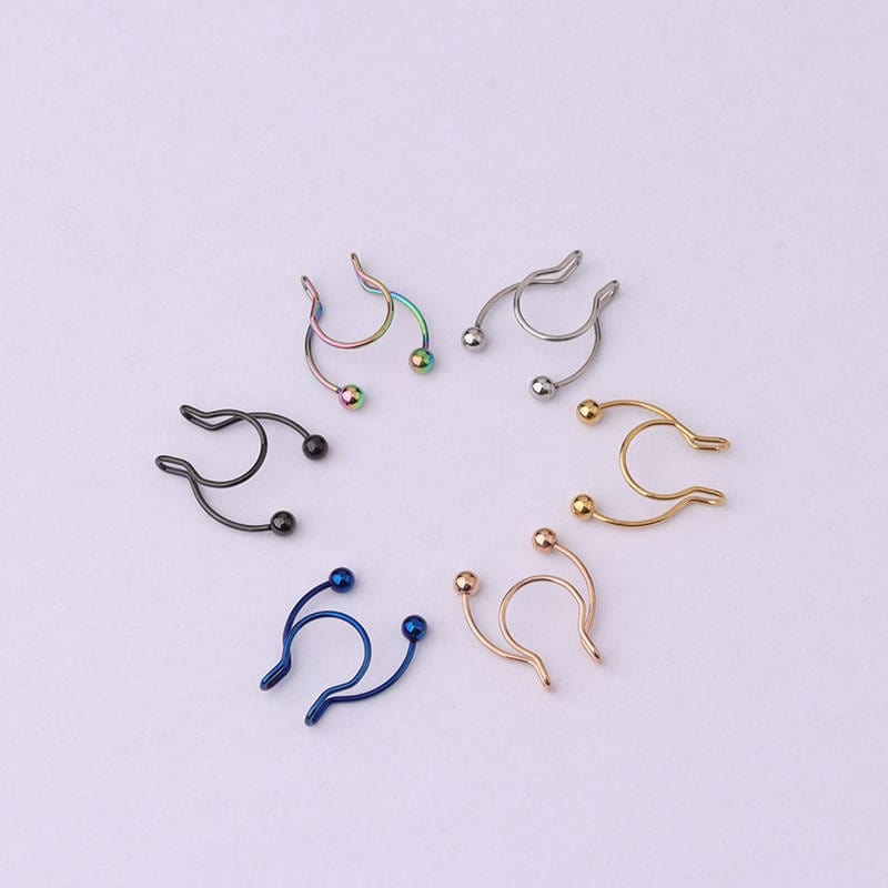 Chic Stainless Steel Colorful Non Piercing Nose Septum Cuff - ArtGalleryZen