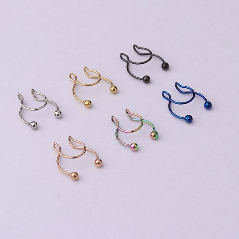 Chic Stainless Steel Colorful Non Piercing Nose Septum Cuff - ArtGalleryZen