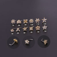 Thumbnail for Chic Stainless Steel CZ Inlaid Floral Butterfly Heart Star Nose Piercing Nose Stud - ArtGalleryZen