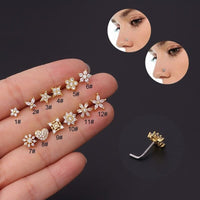 Thumbnail for Chic Stainless Steel CZ Inlaid Floral Butterfly Heart Star Nose Piercing Nose Stud - ArtGalleryZen