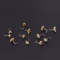Thumbnail for Chic Stainless Steel CZ Inlaid Floral Butterfly Heart Star Nose Piercing Nose Stud - ArtGalleryZen