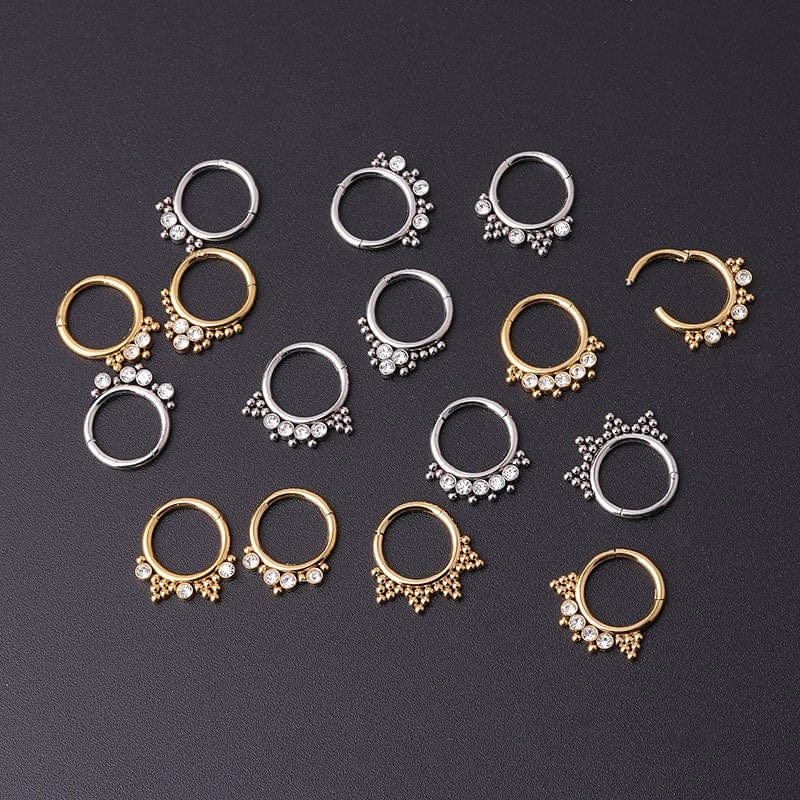 Chic Stainless Steel CZ Inlaid Nose Piercing Septum Ring Hoop - ArtGalleryZen