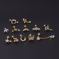 Thumbnail for Chic Surgical Steel Rhinestone Inlaid Helix Piercing Stud - ArtGalleryZen