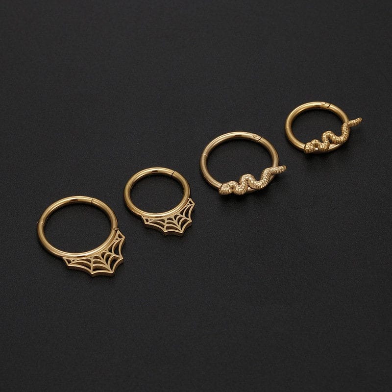 Chic Titanium Steel Snake Cobweb Nose Piercing Nose Ring - ArtGalleryZen