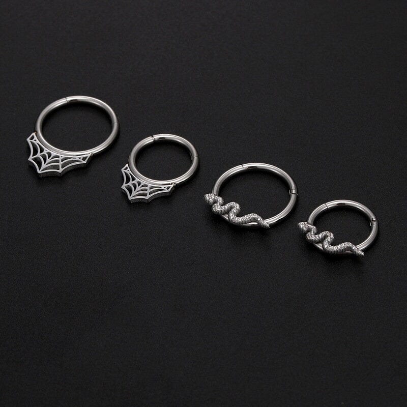 Chic Titanium Steel Snake Cobweb Nose Piercing Nose Ring - ArtGalleryZen