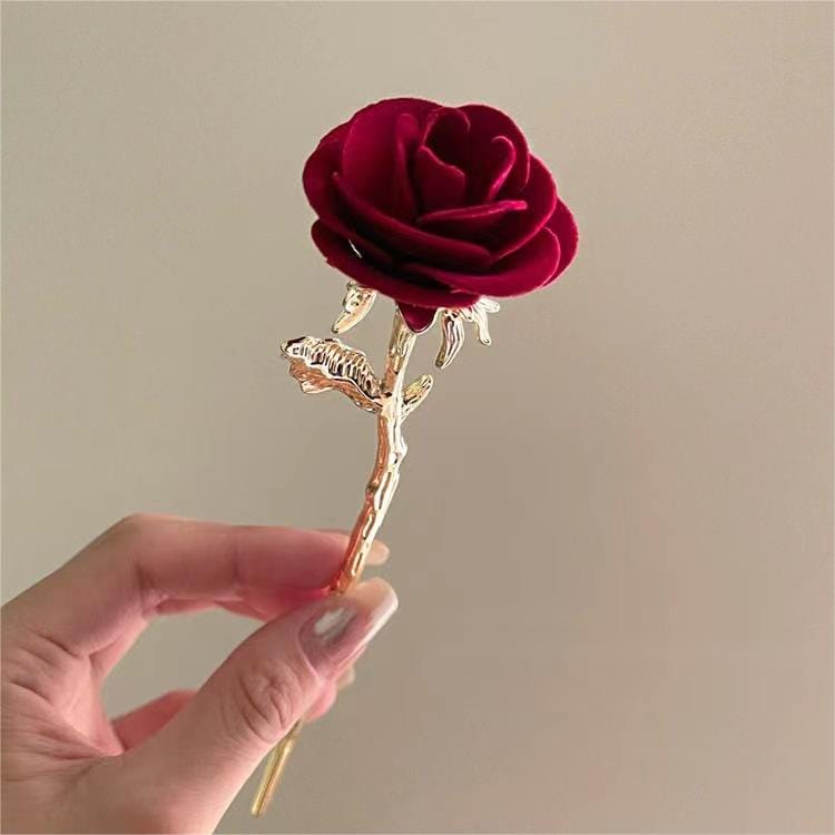 Chic Velvet Rose Chignon Hair Fork Hair Pin - ArtGalleryZen