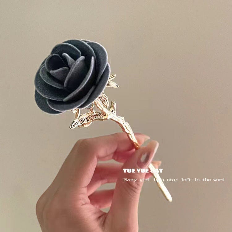 Chic Velvet Rose Chignon Hair Fork Hair Pin - ArtGalleryZen
