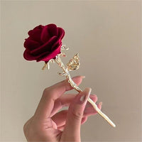 Thumbnail for Chic Velvet Rose Chignon Hair Fork Hair Pin - ArtGalleryZen