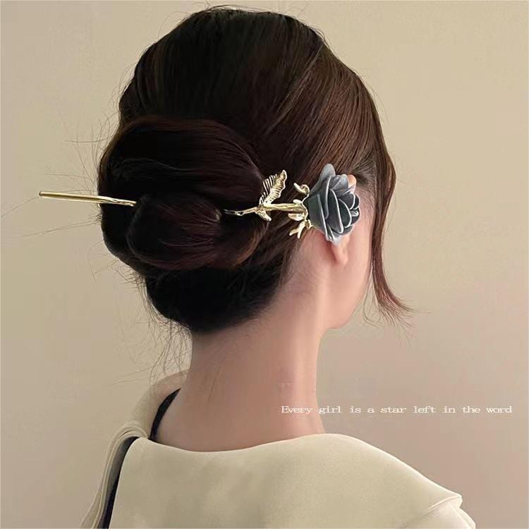 Chic Velvet Rose Chignon Hair Fork Hair Pin - ArtGalleryZen