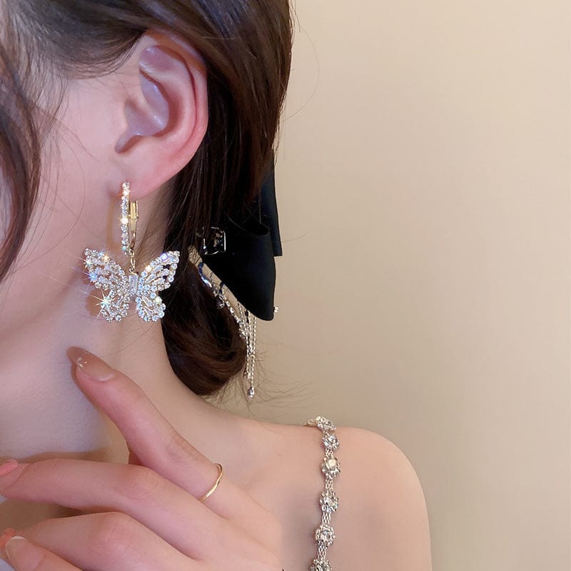 Chic Zircon Butterfly Dangle Earrings - ArtGalleryZen