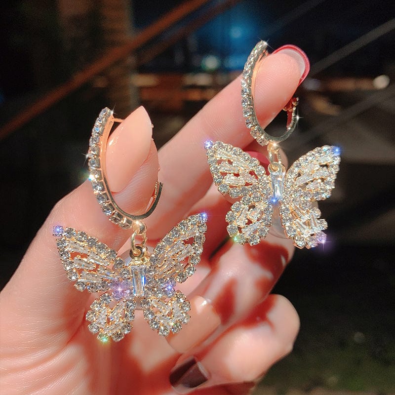 Chic Zircon Butterfly Dangle Earrings - ArtGalleryZen