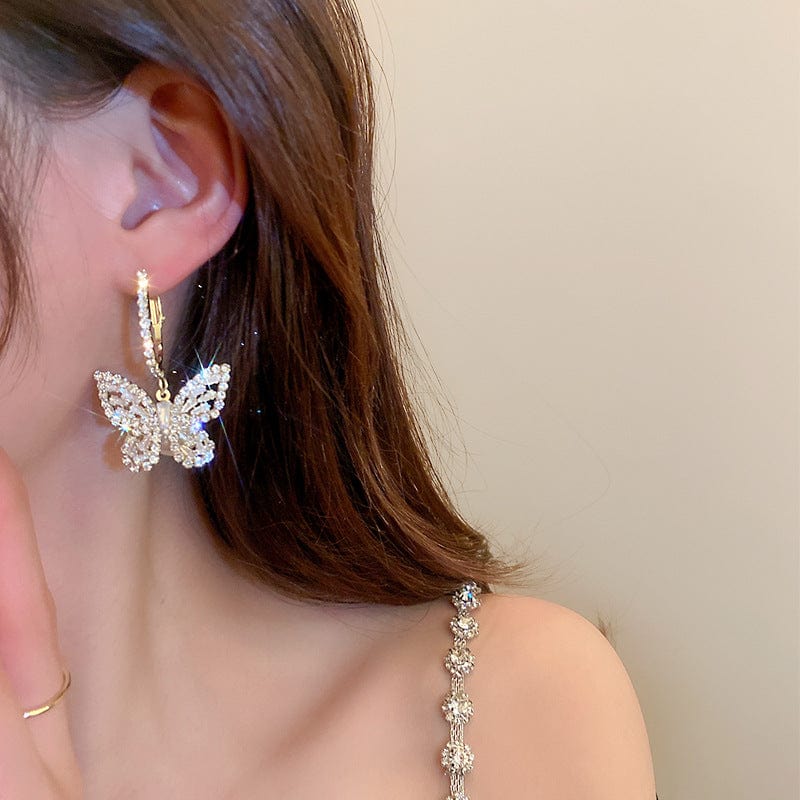 Chic Zircon Butterfly Dangle Earrings - ArtGalleryZen