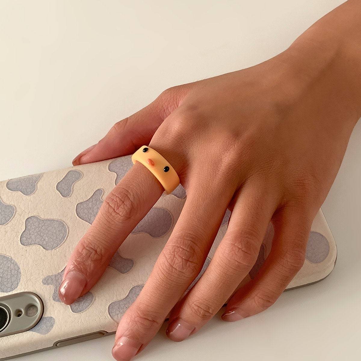 Colorful Resin Duck Pattern Ring - ArtGalleryZen