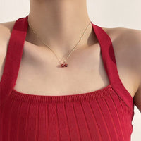 Thumbnail for Dainty 18K Gold Filled CZ Inlaid Crystal Cherry Pendant Necklace Earrings Set - ArtGalleryZen