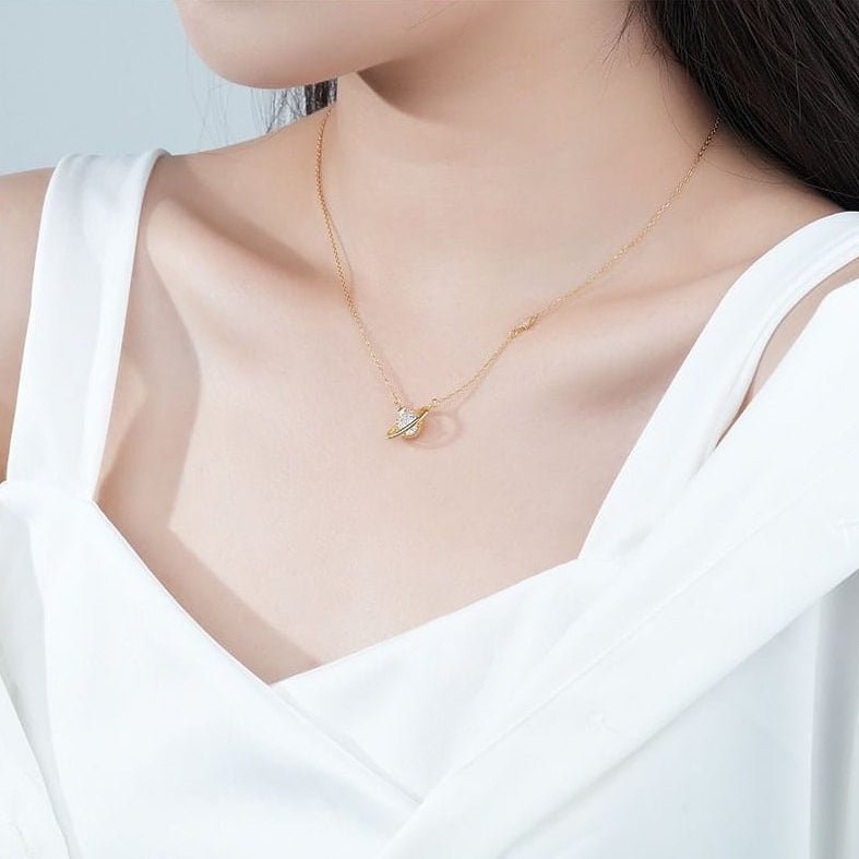 Dainty Crystal Celestial Planet Star Pendant Necklace - ArtGalleryZen