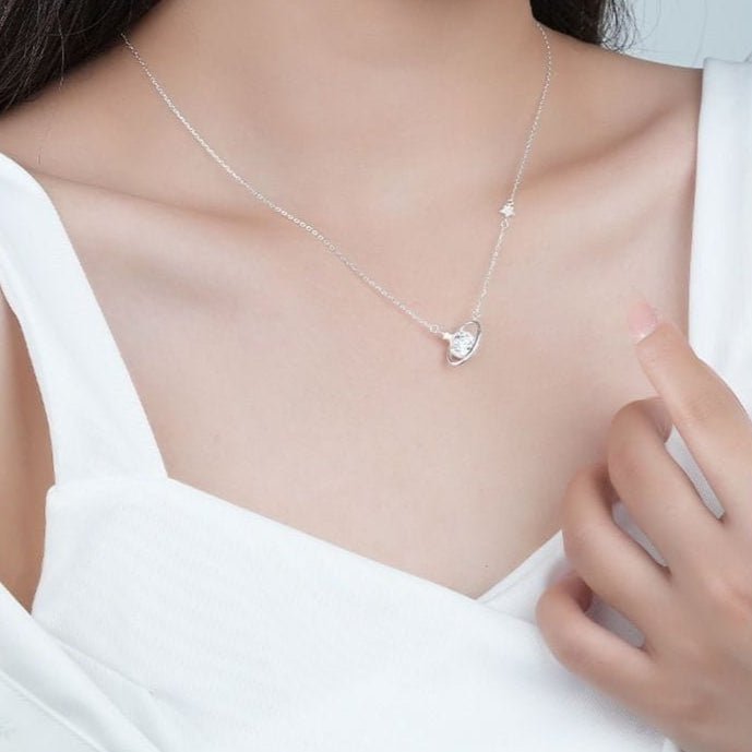 Dainty Crystal Celestial Planet Star Pendant Necklace - ArtGalleryZen