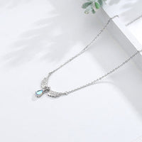 Thumbnail for Dainty CZ Inalid Crystal Waterdrop Angel Wings Necklace - ArtGalleryZen