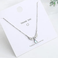 Thumbnail for Dainty CZ Inalid Crystal Waterdrop Angel Wings Necklace - ArtGalleryZen