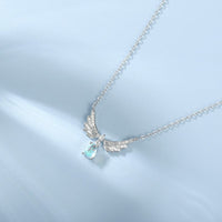 Thumbnail for Dainty CZ Inalid Crystal Waterdrop Angel Wings Necklace - ArtGalleryZen