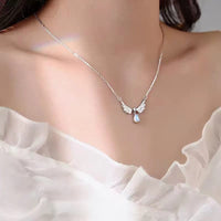 Thumbnail for Dainty CZ Inalid Crystal Waterdrop Angel Wings Necklace - ArtGalleryZen