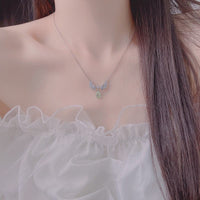 Thumbnail for Dainty CZ Inalid Crystal Waterdrop Angel Wings Necklace - ArtGalleryZen